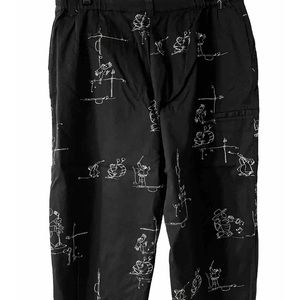 Chico's Bird & Frog Print Capri Pants  Size 3 Xl 16 Us Black/white, Zip Up,